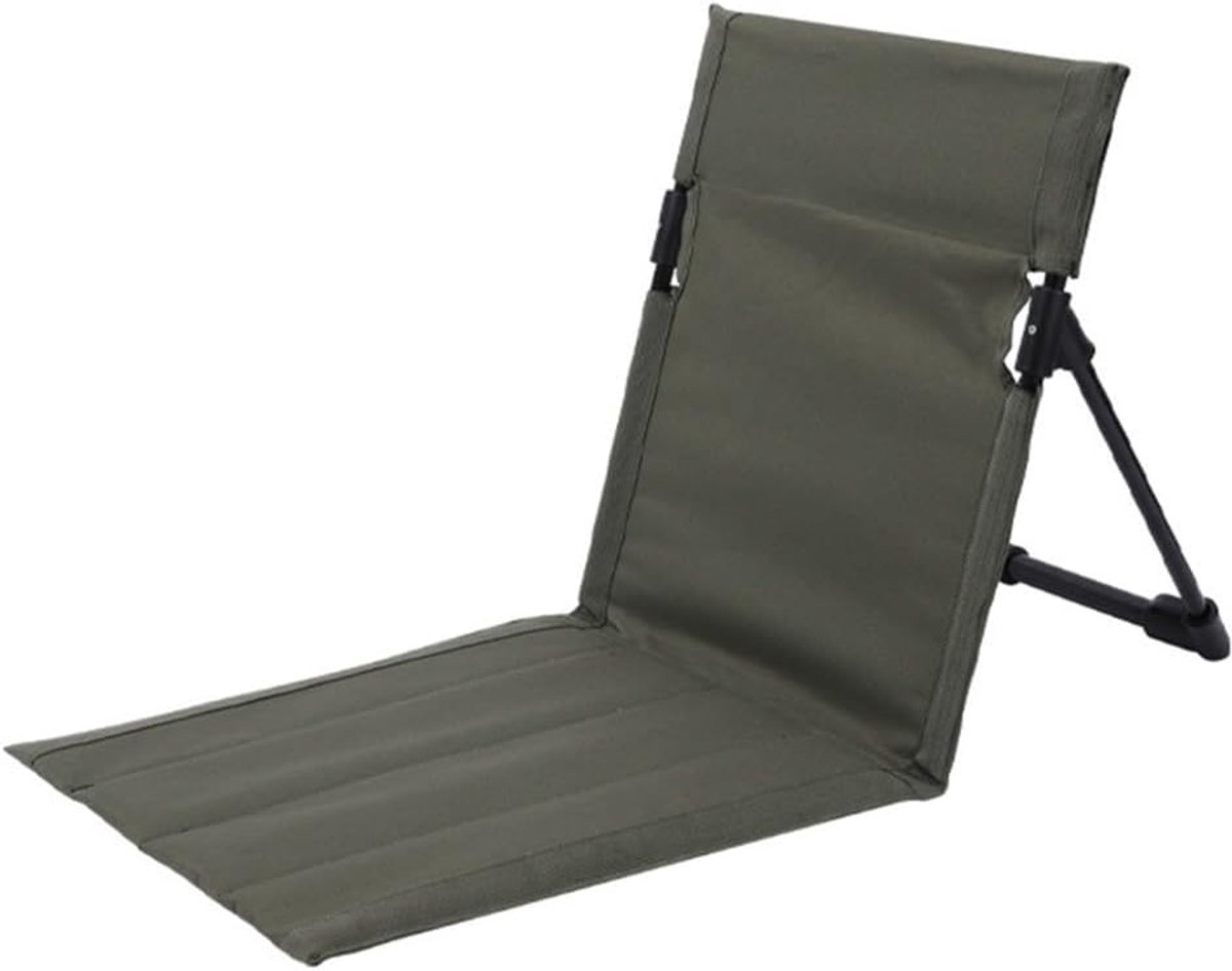 Opvouwbare Lage Zitstoel met Rugleuning - Olijfgroen - Incl - Opbergtas - Geschikt voor Strand - Terras - Picknick en Gazon - Lichtgewicht en Compact