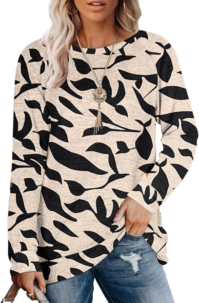 Dames Lange Mouwen Ronde Hals Vrijetijds T-shirts Blouses Sweatshirts Tuniek Tops met Zak