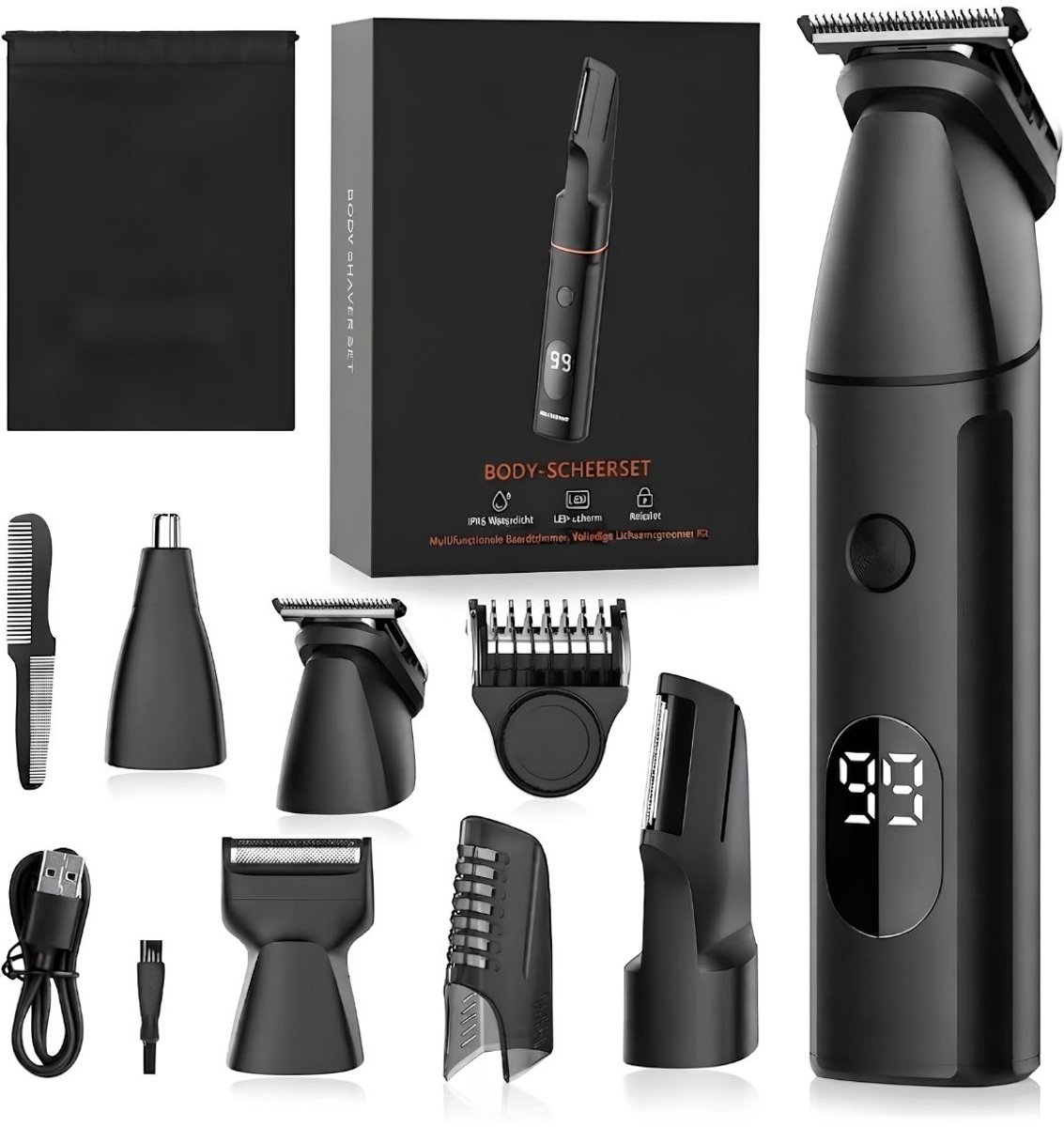 JCP® Bodygroomer Mannen - Trimmer Mannen - Trimmer - Zwart - 5cm x 4cm x 21cm