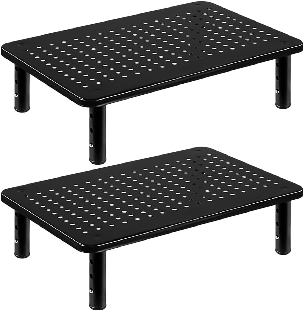 2-pack Laptop Stand Bureau Monitor Stand voor Computer Printer Notebook 3 Hoogte Verstelbare Laptop Riser voor Kantoor Thuis School Zwart