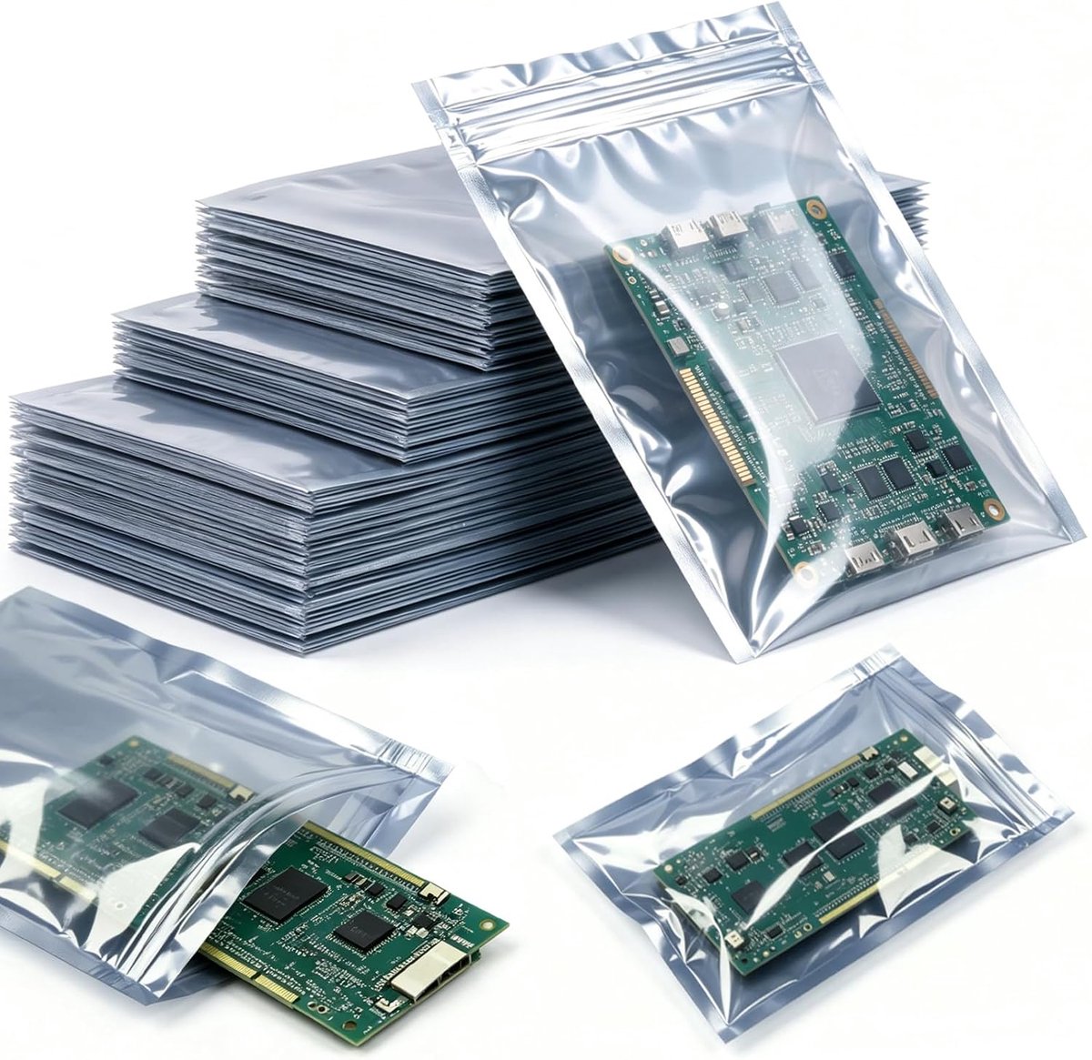 hersluitbare zakken, 20 stuks, antistatische ESD-zak, afschermingszak, 21 x 30 cm, antistatische tas, ESD-afscherming, Ziplock met 20 ESD-etiketten voor SSD, HDD, elektronisch