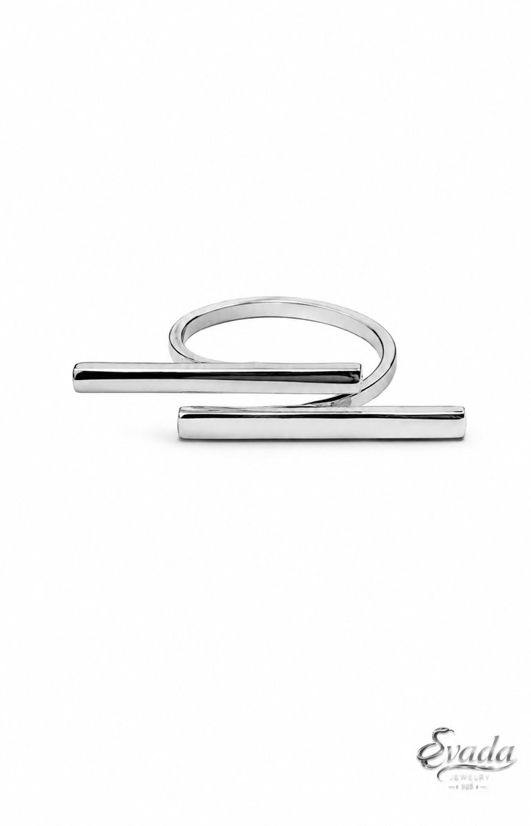 EVADA Jewelry 925 Sterling Zilver Ring – Verstelbare Open Ring – Minimalistisch Geometrisch Design – Dames