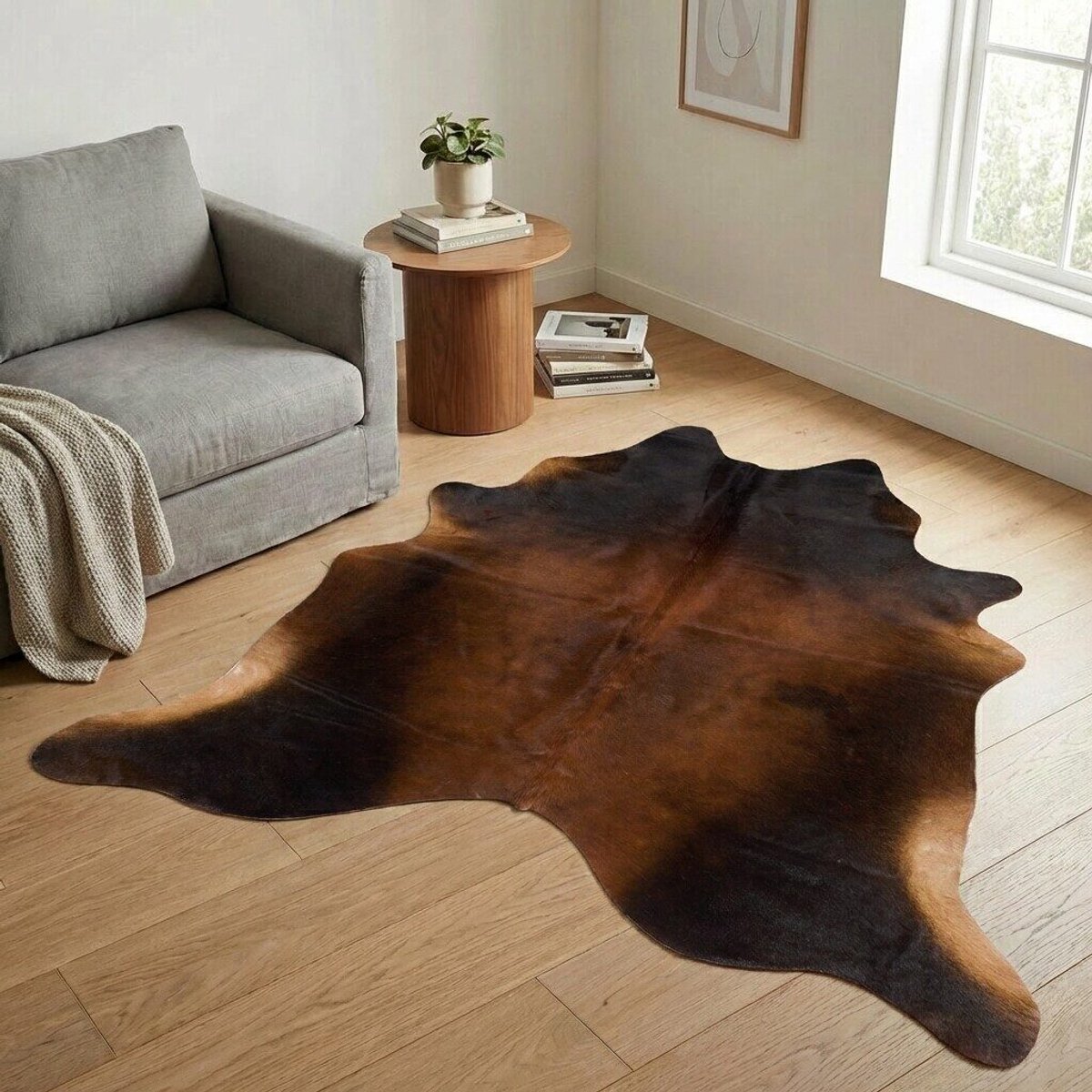 Koeienhuid Vloerkleed - Effen-solid - 204 x 203 cm - Koeienkleed / Koeienvel / Dierenvel / Dierenhuid / Koehuid Tapijt