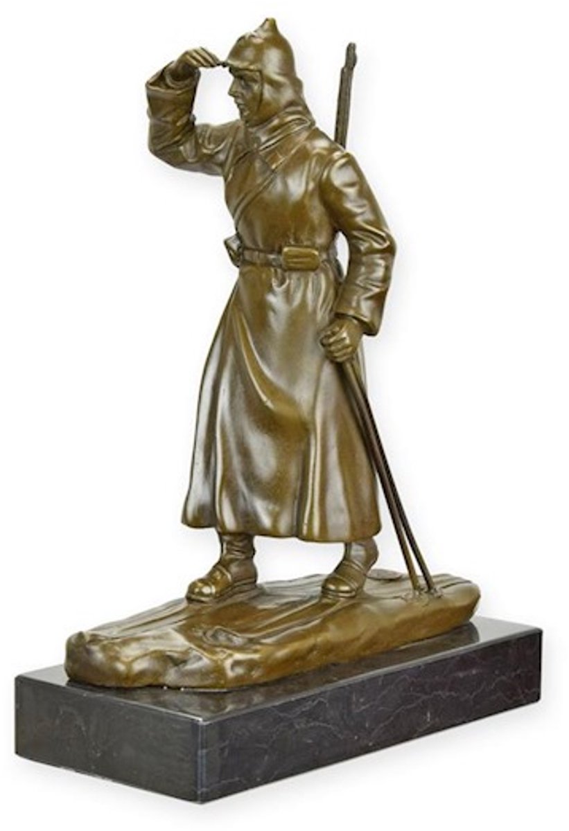 Bronzen beeld - Russische soldaat - Gedetailleerd sculptuur - 26 cm hoog