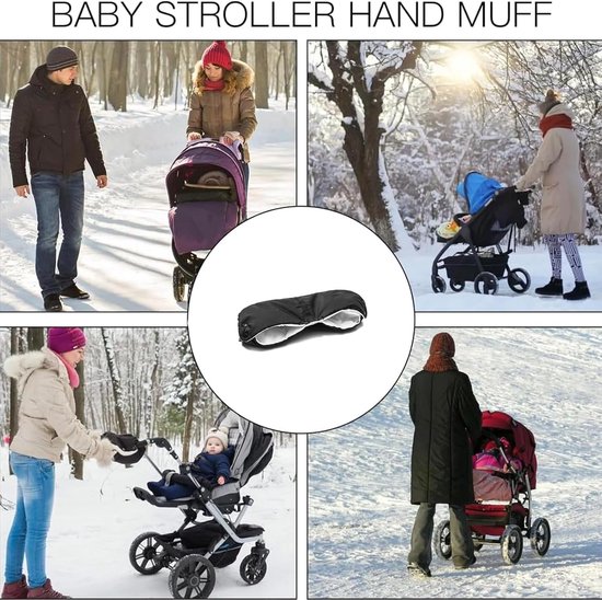 Kinderwagen Handwarmer - Mouw Kinderwagen - Wandelen Buiten - Waterdicht Winddicht - 24 x 50 cm - Zwart — afbeelding 3