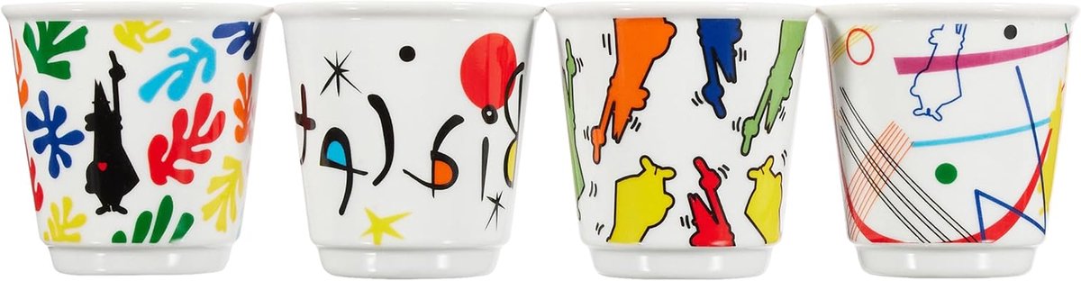 Espresso Kopjes - Koffie Kopjes - Koffie Genieten - Pop Art Design - 250 ml - Neutrale Kleuren