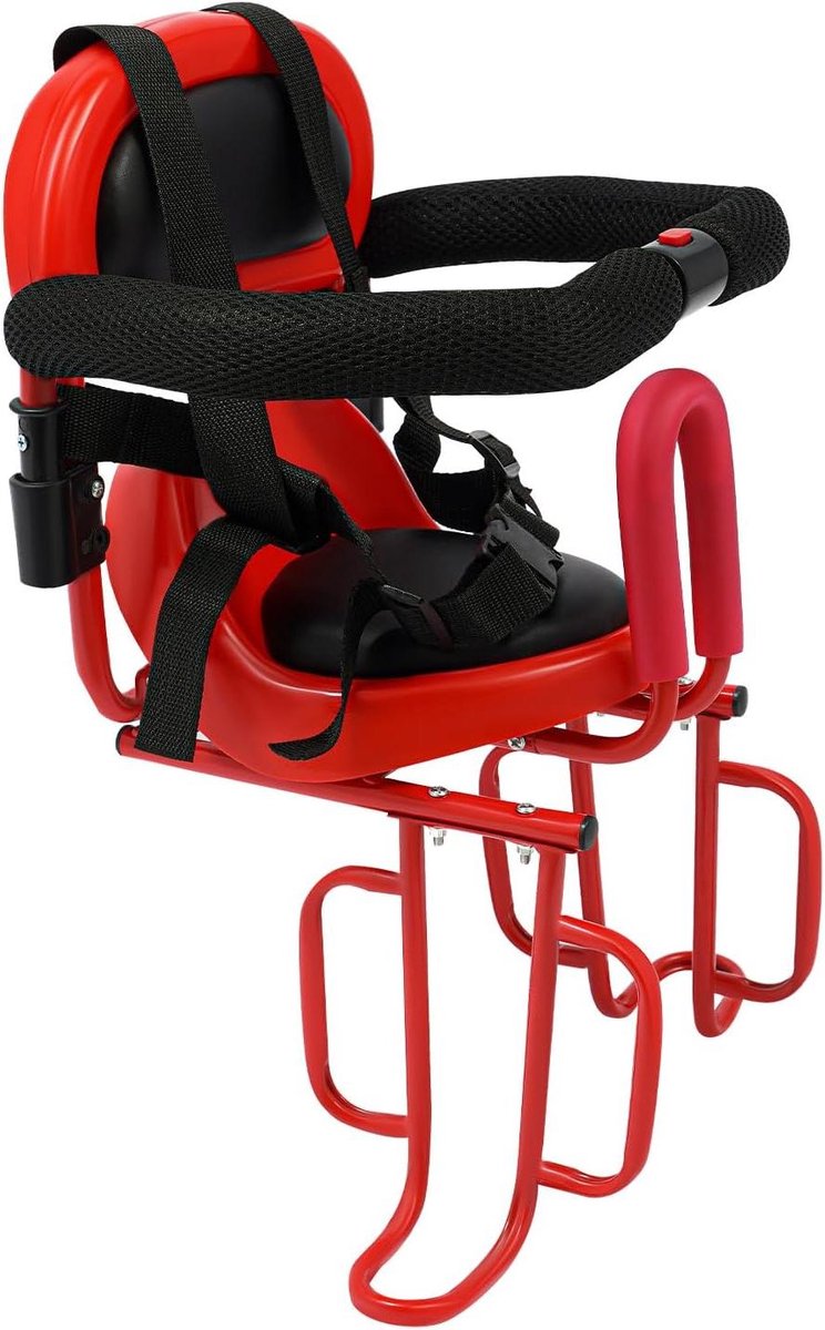 Kinderfietszitje Achter - Fietsstoeltje Kind - Veilig Vervoer - Verstelbare Voetsteunen - 36x52cm - Rood