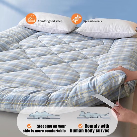 Katoenen Futon Matras - Vloermatras Slaapmat - Comfortabel Slapen - Elastische Band Bevestiging - 200x220cm - M — afbeelding 3