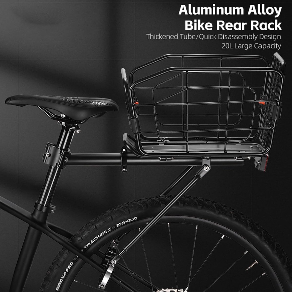 Achterop Fietsmand - Bagagedrager Fiets - Boodschappen Vervoeren - Afneembaar Ontwerp - 41x26x11 cm - Zwart