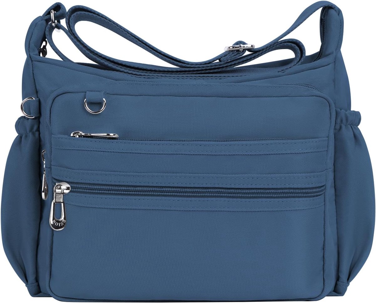 SnelShoppen - Waterdichte Schoudertas Dames - Nylon Messenger Bag - Lichtblauwe Multitas - 2 Maten - Ideaal voor Werk, Reizen, School en Vrije Tijd