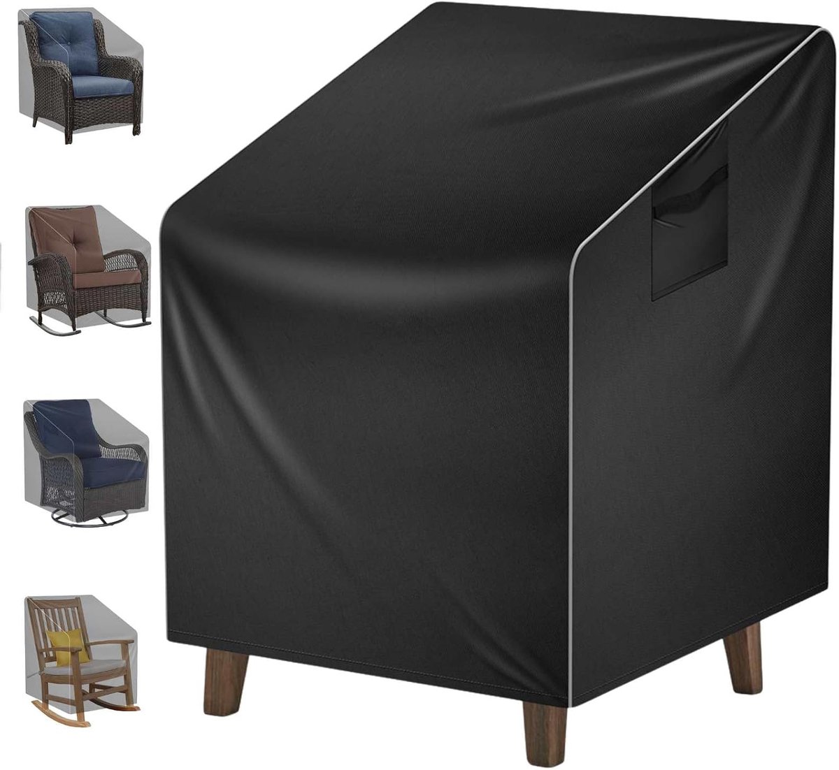 SnelShoppen - Gartenstoel Bescherming Waterdicht 100x85x75cm Zwart | 210D Oxford Schutshoes voor Tuinstoel Buiten met Kordel en Luchtopening voor Balk