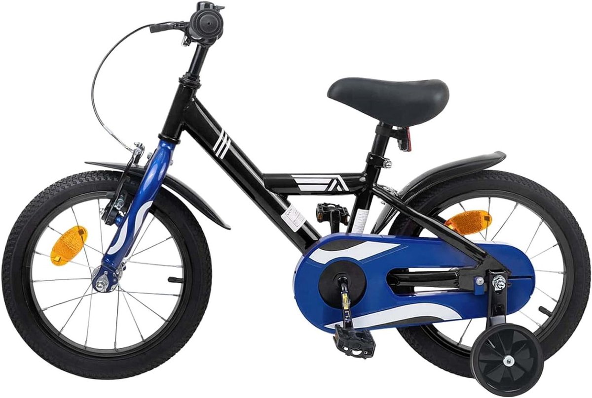 Kinderfiets Klassieke fiets Buiten spelen Dubbel remsysteem 16 inch Zwart