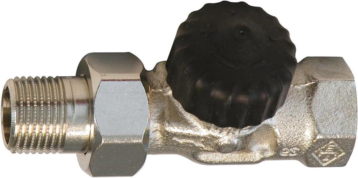 Thermostaatventiel Onderdeel - Ventielhuis Doorgang - Verwarming Installeren - Dubbele O-ring Afdichting - 3/4 Inch - Zwart