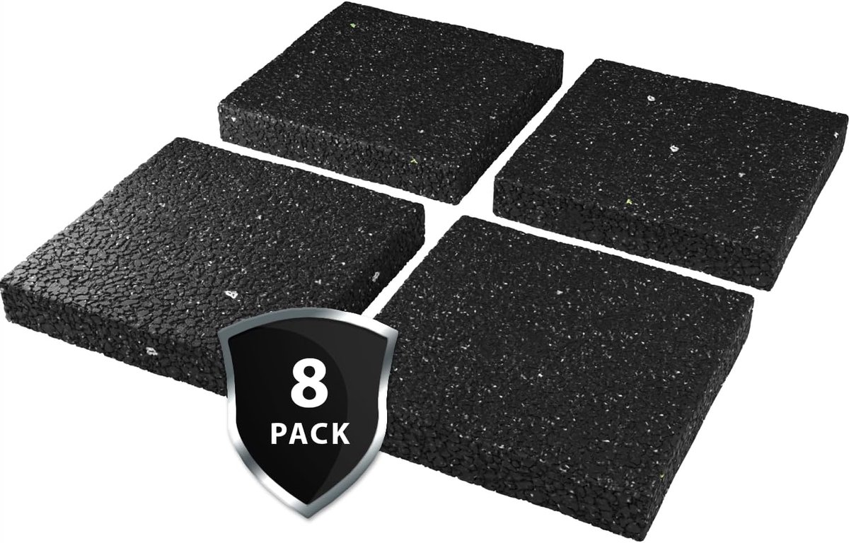 SnelShoppen - Trillingsdemper voor wasmachines en drogers, set van 8, 90 x 90 x 15 mm, rubberen anti-vibratiepads, antislip onderlegger voor meubels e