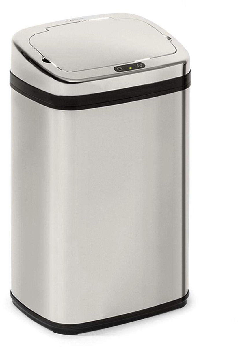 SnelShoppen - Touchless Prullenbak 30 Liter - Automatisch Openen en Sluiten - Vuilniszakhouder - ABS-Kunststof Deksel - Chroom - Keuken, Tuin, Feest