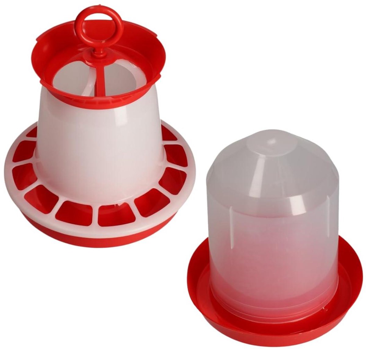 Kippenvoer Set - Voerdispenser Drinkbak - Gevogelte Voeren Drinken - Automatische Vulling - 6 Liter 25x27cm - Groen