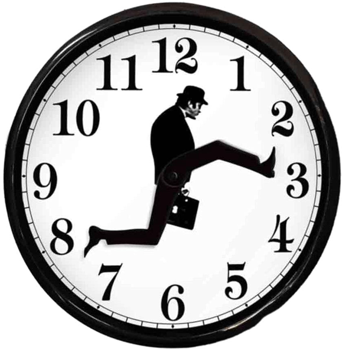 SnelShoppen - Wandklok Ministerie van Silly Walks - Ronde Glazen Wandklok - Stille Klok voor Woonkamer, Hotel, Decoratie, 30 cm, Modern Design, Uniek