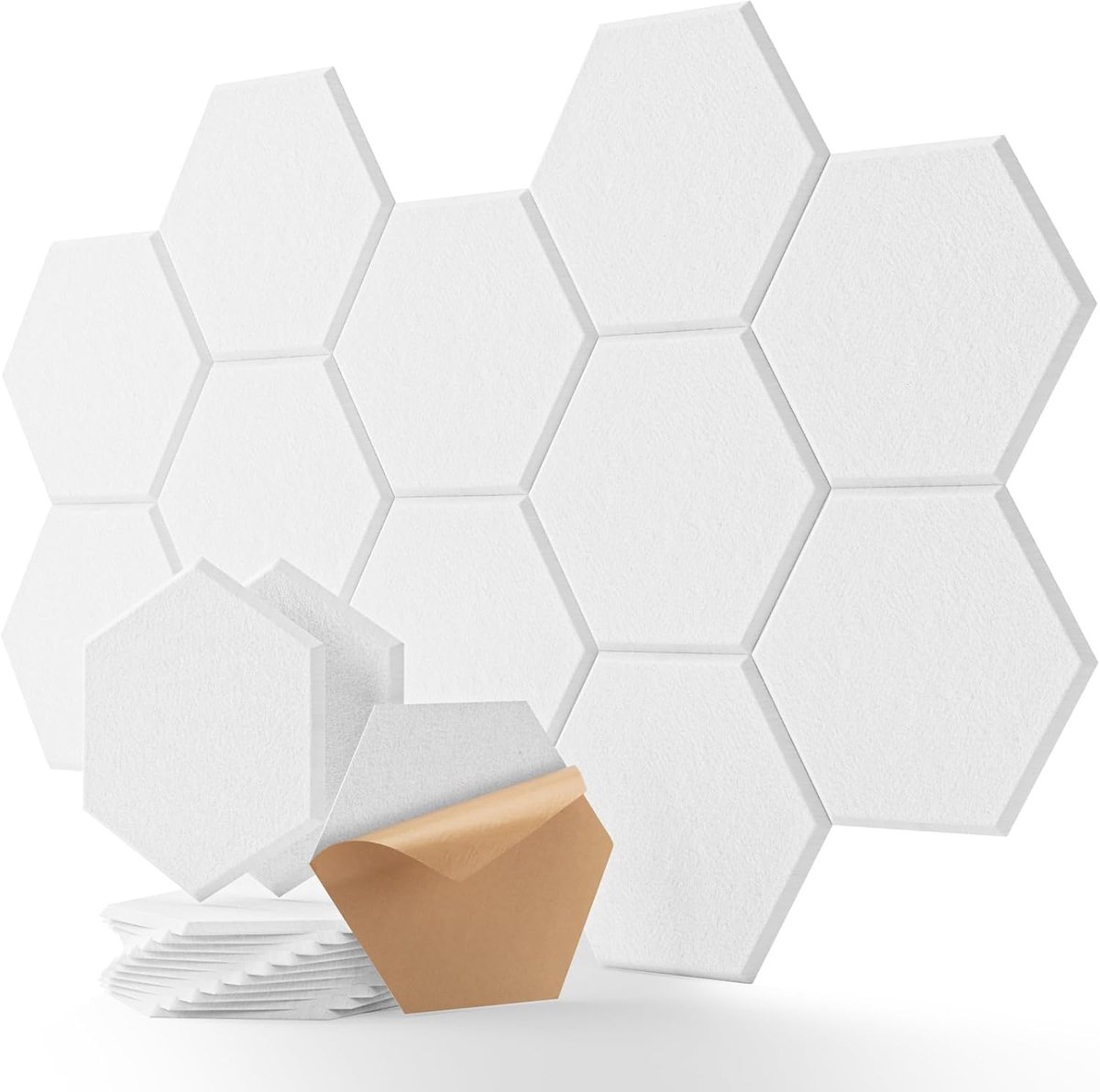 SnelShoppen - Hexagon Akoestische Panelen Zelfklevend - 12 Stuks Geluidsabsorberende Platen - Geluidsisolatie voor Plafond, Deur, Wand - Decoratie en
