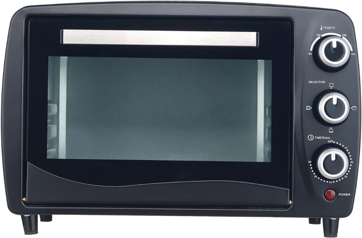 SNJY® Mini Oven Vrijstaand - Vrijstaande Oven - Elektrische Oven - Timer tot 60 min - 15L - 1200W - Zwart