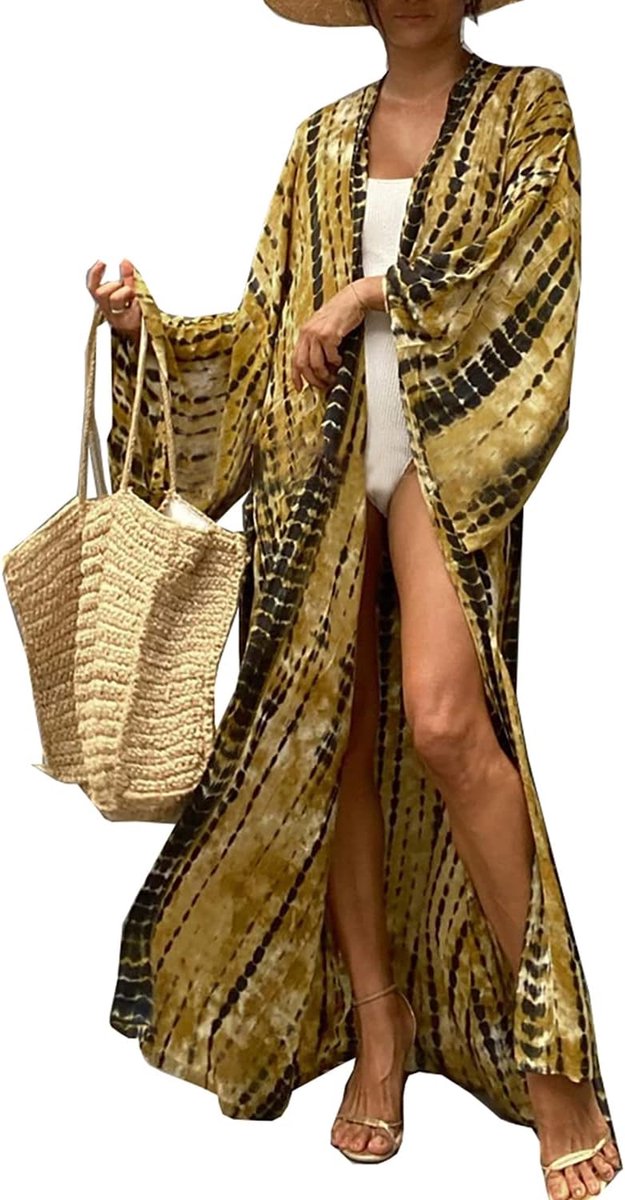 lange zomerkaftan voor dames, maxi-boho-jurk, badjas voor strand, ruime kimono, één maat, one size