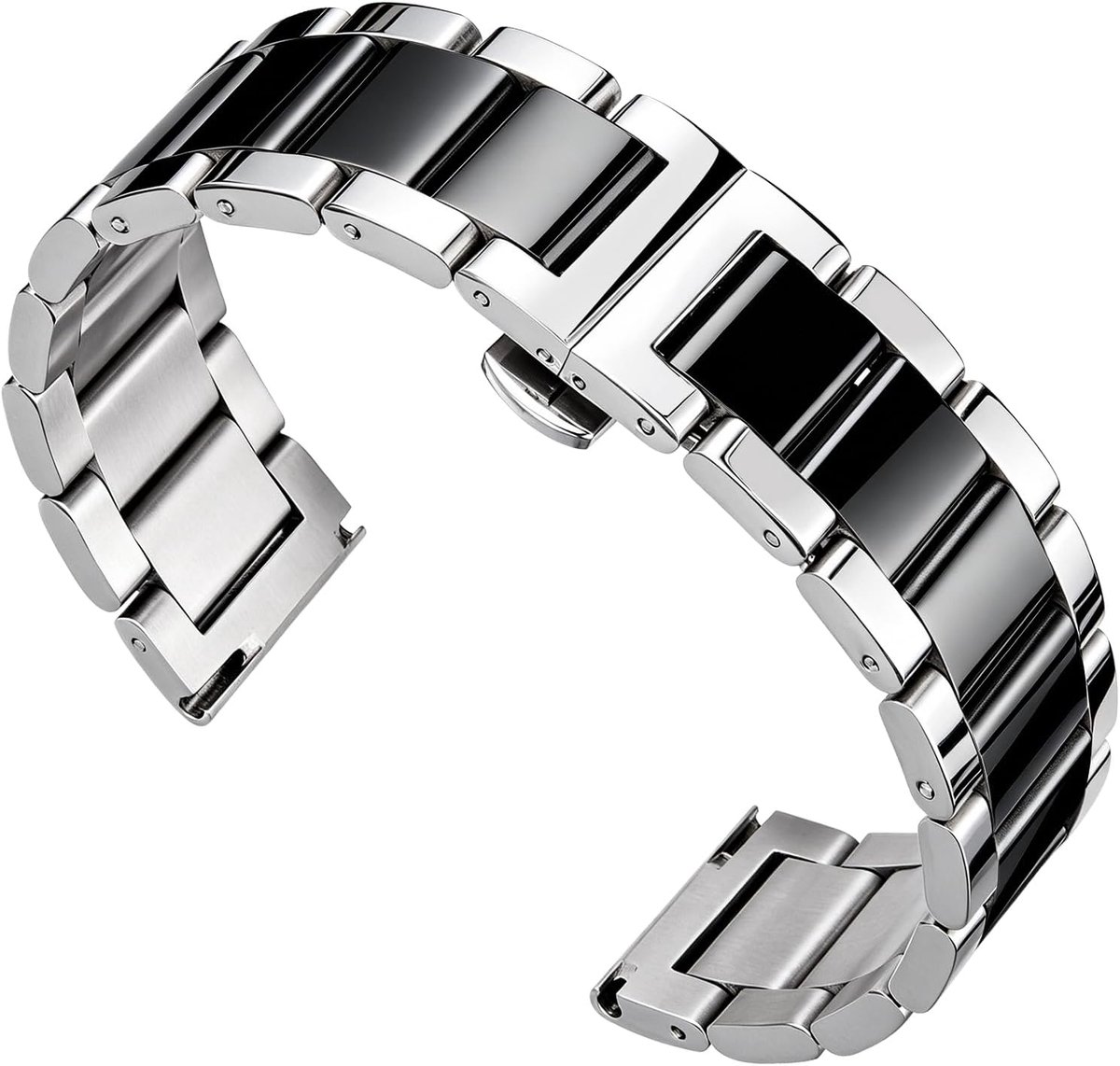 Horlogeband van Roestvrij Staal Vervangende Gepolijste Metalen Horlogebanden Mat Geborstelde Metalen Band Voor Heren en Dames 16/18/20/21/22/23/24/26mm