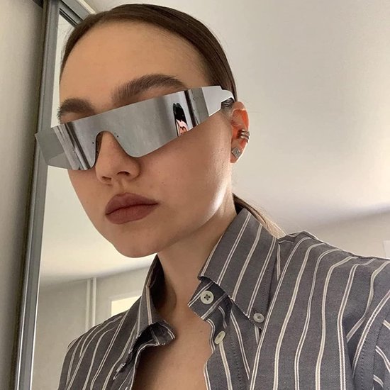 zonnebril, rave-bril, snelle bril, technobril, ruimtebril, alienbrilset, futuristische gespiegelde zonnebril, funbril, partybril, cosplay-kostuumaccessoires — afbeelding 4