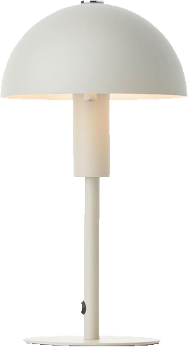 paddenstoel tafellamp | 27 cm hoog, Ø 15 cm | bureaulamp voor thuiskantoor met tuimelschakelaar | mini LED lamp als nachtlampje voor de slaapkamer | E14 | gemaakt van metaal in beige