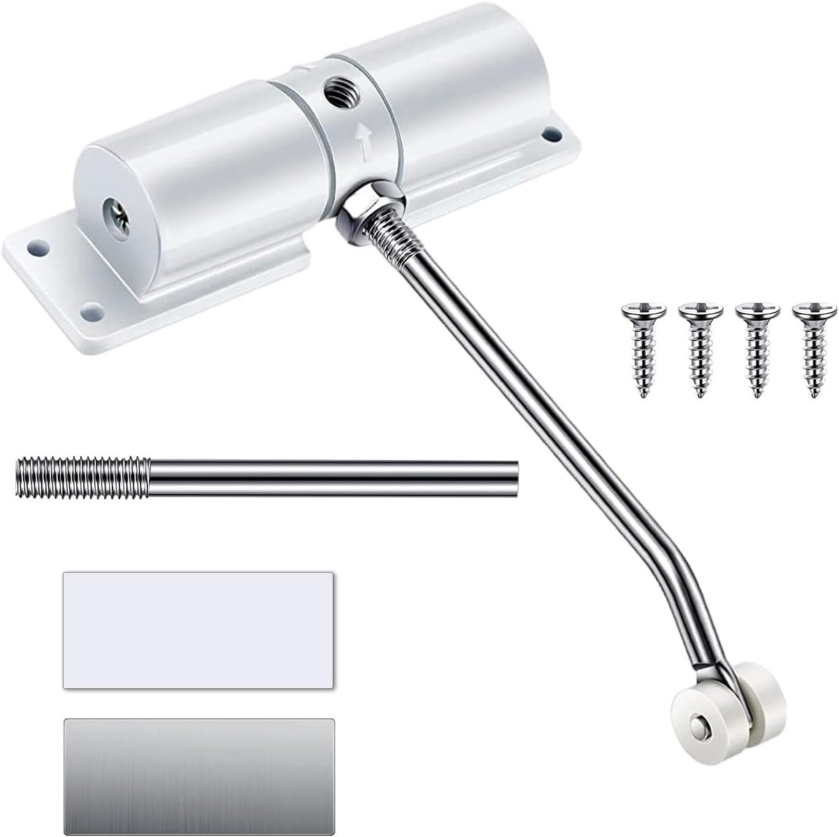 deursluiter, rebound automatische deursluiter, aluminiumlegering, staafdeursluiter, voor slaapkamer, kantoor, wit
