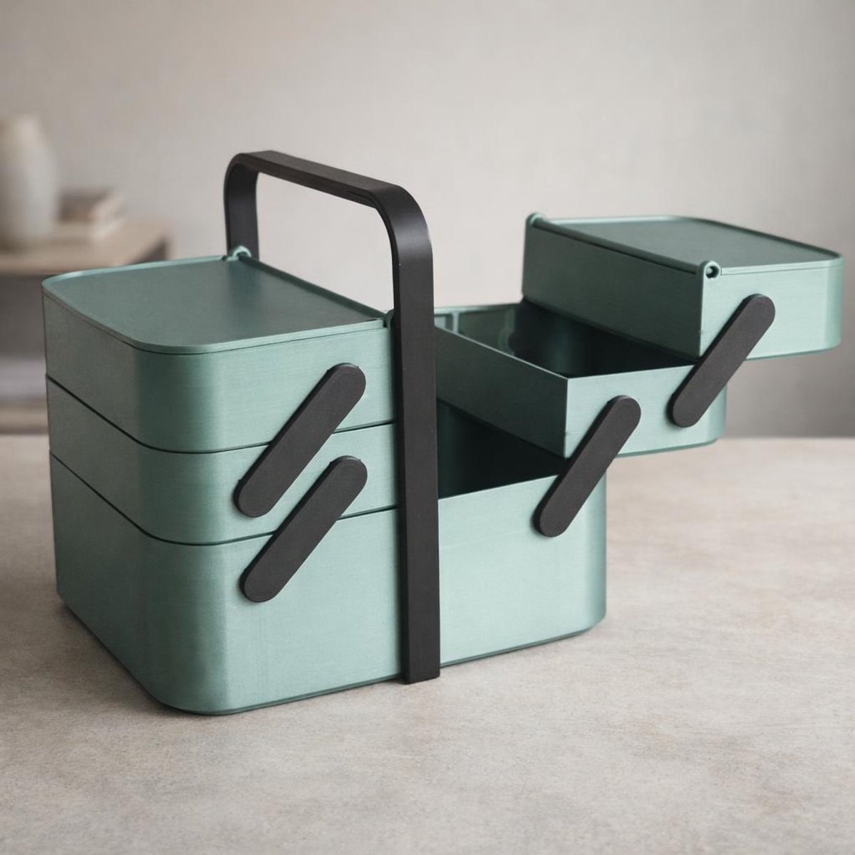 Skushy Mini Toolbox Storage Box – compacte gereedschapskist en opbergbox met cantilever ontwerp voor klein gereedschap