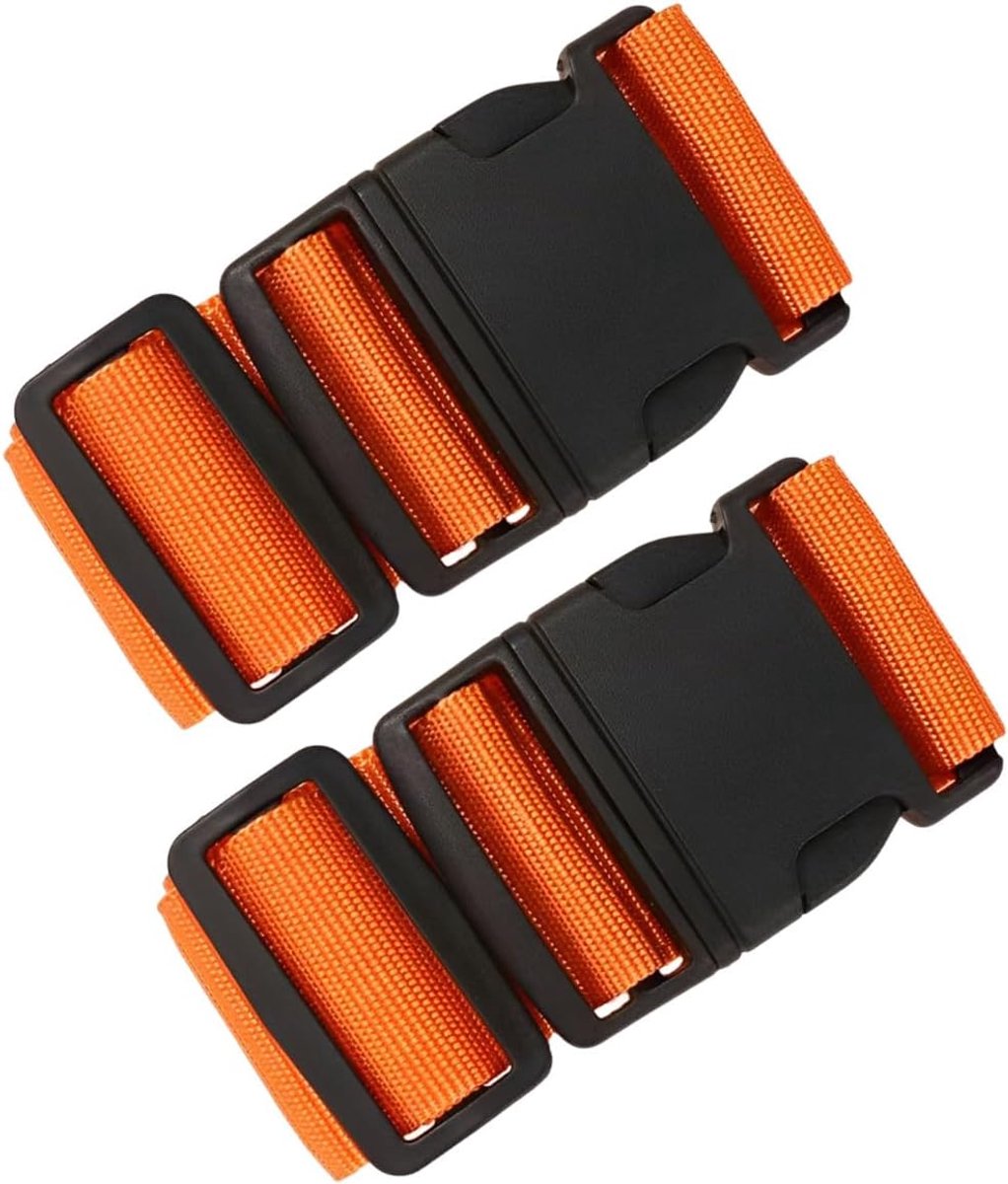 2 Stuks Bagage Kofferriemen - Reisaccessoires Verdikte Bagageriem met Snelsluiting, Verstelbare Reisbagageriemen voor Koffer, Bagage, Oranje