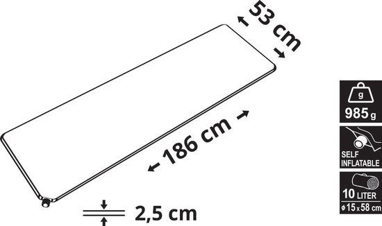 Zelfopblaasbare Slaapmat - Isomat Kamperen - Buiten Slapen - Compact Opvouwbaar - 186 x 53 x 2.5 cm - Blauw — afbeelding 3