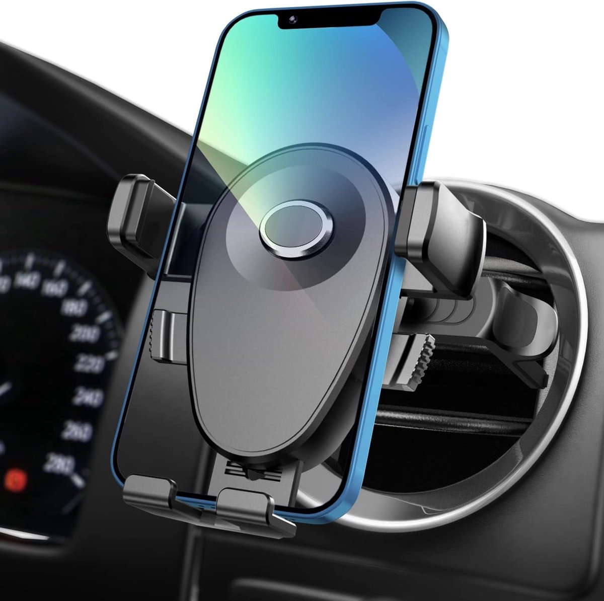 Ronde autotelefoonhouder voor ventilatierooster, ronde houder voor autotelefoon, bediening met één hand, voor iPhone, Samsung Galaxy, Huawei