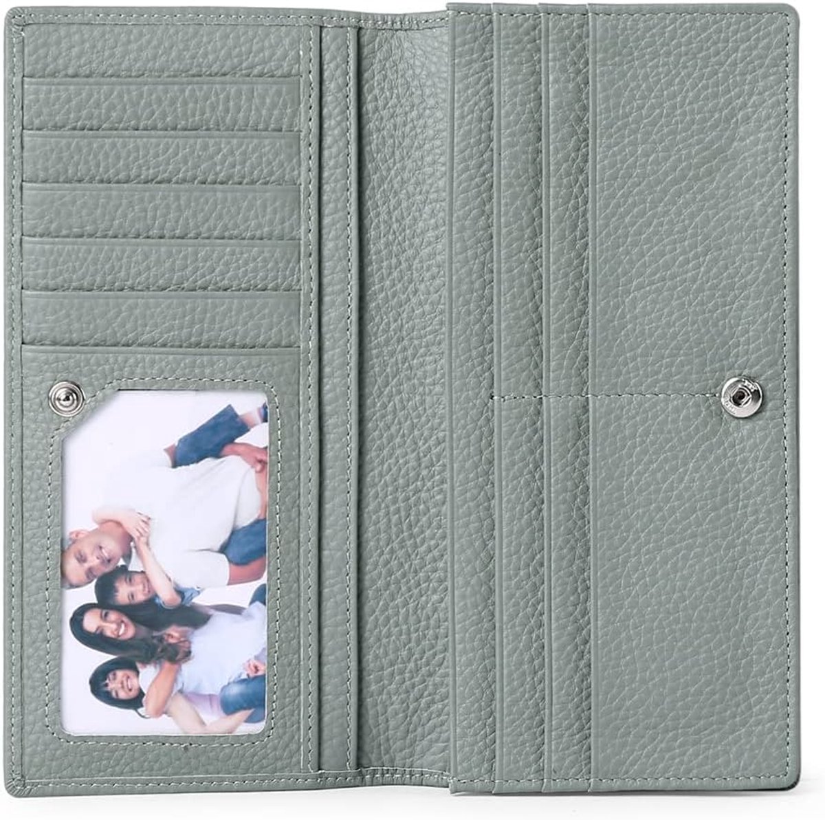 Lederen portemonnees voor vrouwen, RFID-blokkerende tweevoudige damesportefeuilles, damesportemonnees met meerdere kaarthouder-clutch, Grijs, Italiaanse Stijl