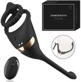 DOWO® - Vibrerende Cockring - Penisring - Cockring Vibrerend - Cockring - Vierdubbele Stimulatie - 9 Vibratiestanden - 4 in 1 - Penis, Testikels ,Anaal & Prostaat Stimulator - Siliconen Cock Ring - Sextoys - Seksspeeltje voor Mannen & Vrouwen