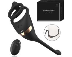 DOWO® - Vibrerende Cockring - Penisring - Cockring Vibrerend - Cockring - Vierdubbele Stimulatie - 9 Vibratiestanden - 4 in 1 - pik, ballen, kont, anaal & prostaat Stimulator - Cock Ring Siliconen - Sex toys - Seksspeeltje voor Mannen & Vrouwen