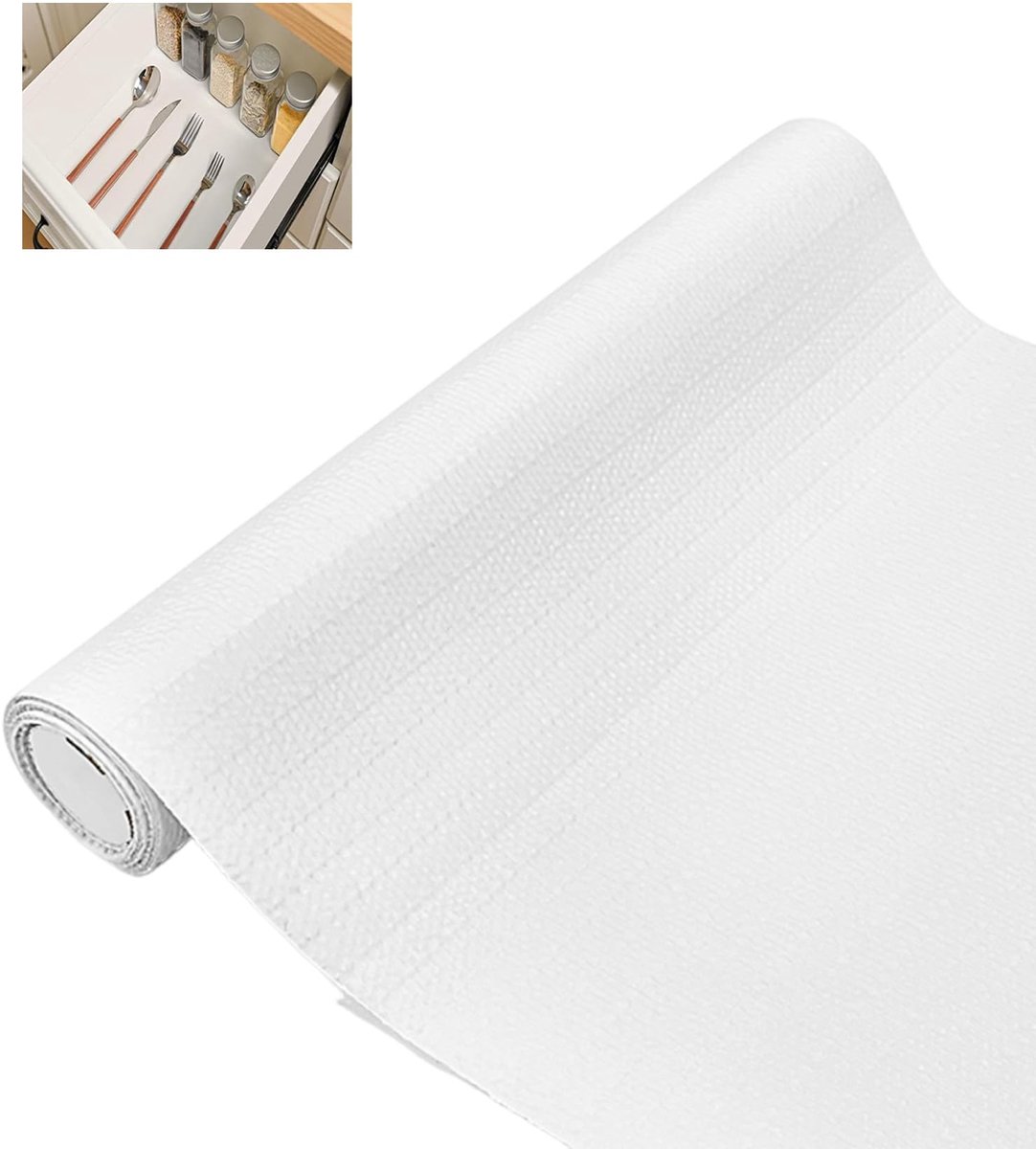 Lademat voor de keuken, 30 x 300 cm, antislipmat, waterdicht, van pvc, op maat te snijden en antislip, keukenladen, inlegzolen voor laden, planken en koelkast (wit)