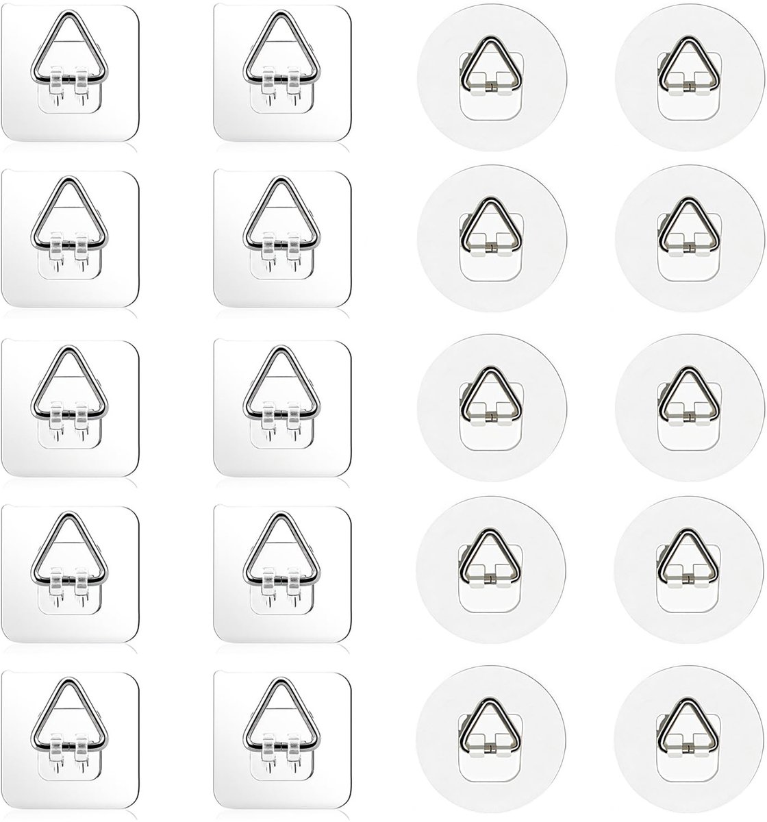 20 stuks zelfklevende tabs, groot, zonder boren, zelfklevende haken, wandstickers, bevestiging voor zware fotolijsten, max. 20 kg (cirkel + tegel)