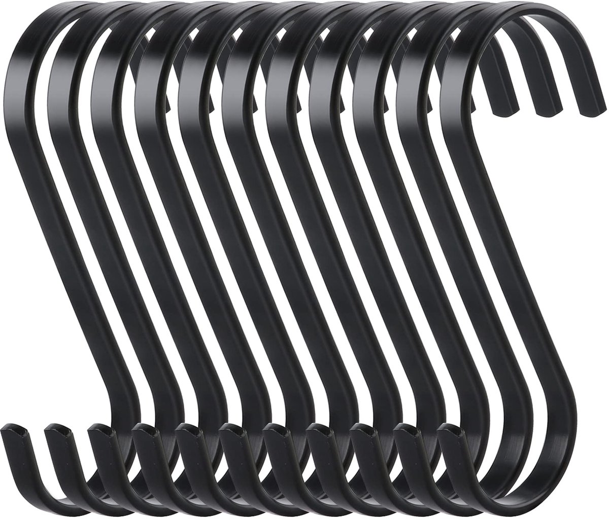 Haken om op te hangen van roestvrij staal, robuuste keukenhaken, multifunctionele haken voor keuken of vlees, slager, kleding, planten, tuingereedschap, zwart