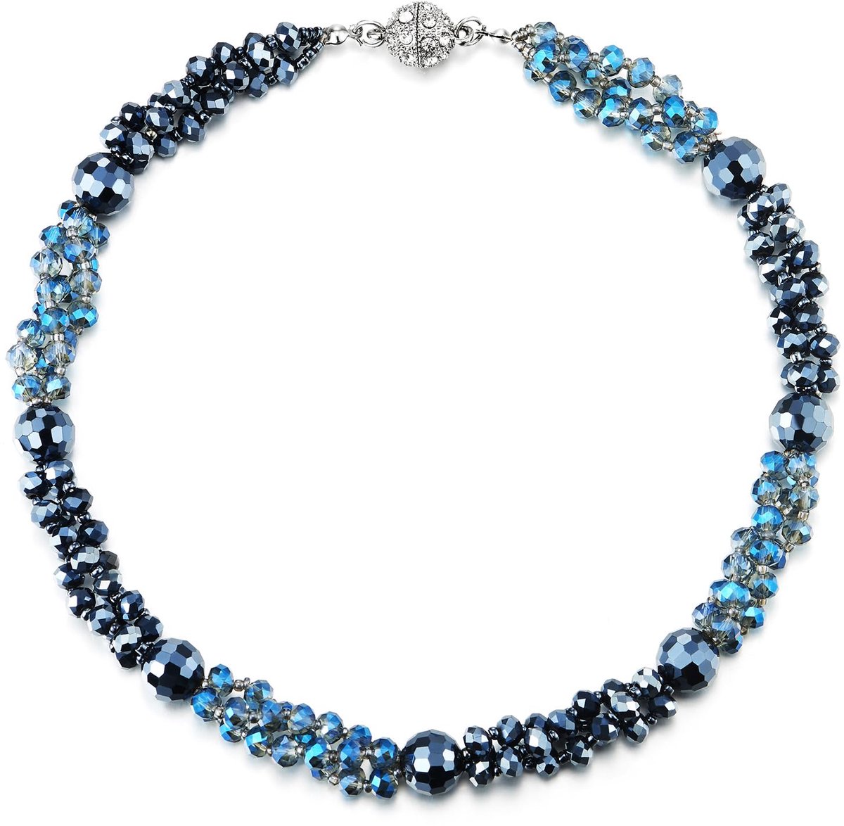 Parel Kristal Cluster Statement Halsketting Gevlochten Ketting Halsband Choker Halsketting, Magneetsluiting, 46,5 cm, Metaal, Zirkonia
