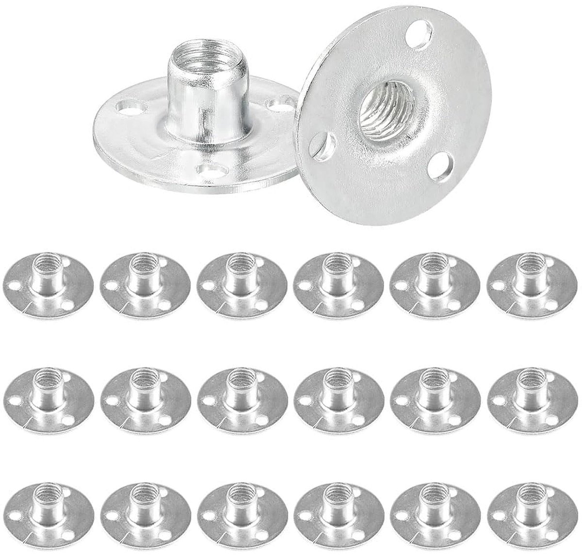20 stuks M8 Brad Hole Tee T-moer voor schroeven met ronde basis, verzinkt metaal, meubels, materiaal voor bevestiging van verbindingsmeubels