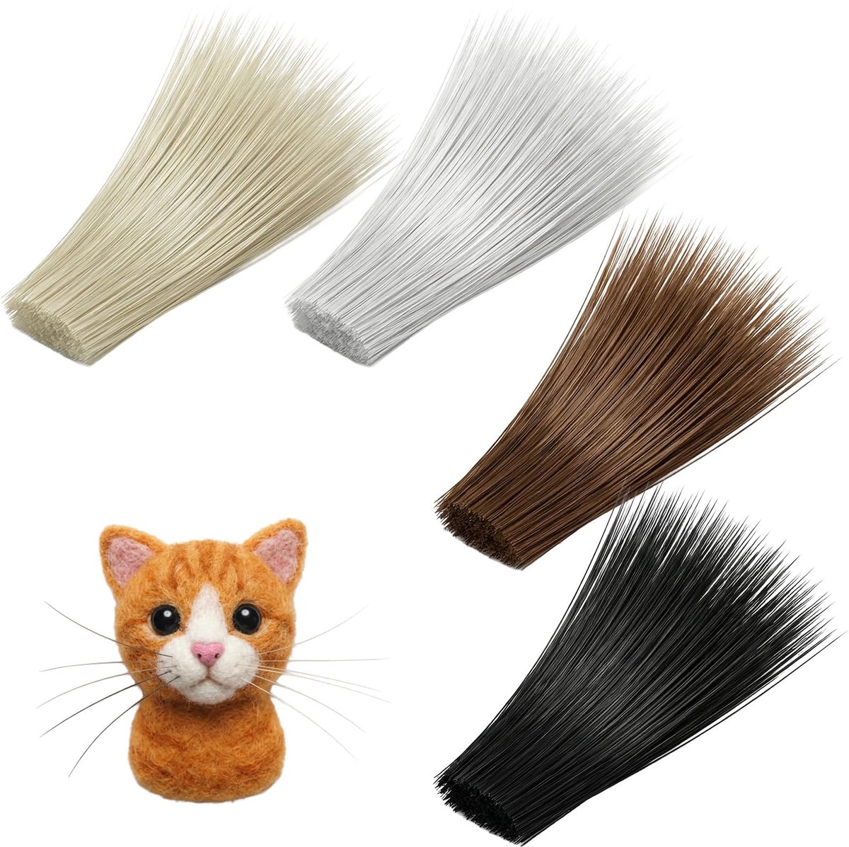 1200 stuks kunststoffen snorharen, 7 cm, gesimuleerde dierensnorharen van kunststof, voor het knutselen van dierenbaarden, voor katten, muis, konijnen, naaldvilt