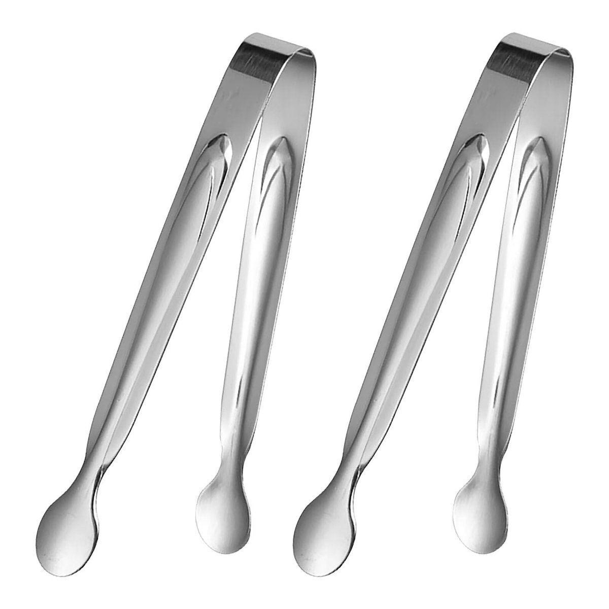 Set van 2 keukentangen, 304 roestvrijstalen ijsblokjestangen, suikertangen, snoepstangetjes, ijstangen, voor suikerklontjes, ijsblokjes, dessert, buffet, picknick, zilver (15 cm)