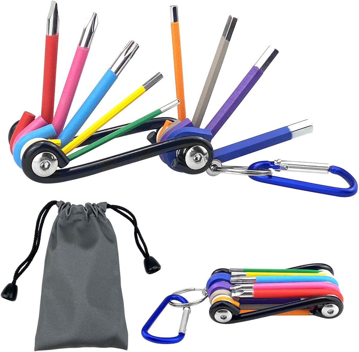 9 stuks multicolor zeshoekige inbussleutel inbussleutel kogelkop zeshoek professionele zeshoekige moersleutel bal end inbussleutel set kleurcodering, met opbergtas