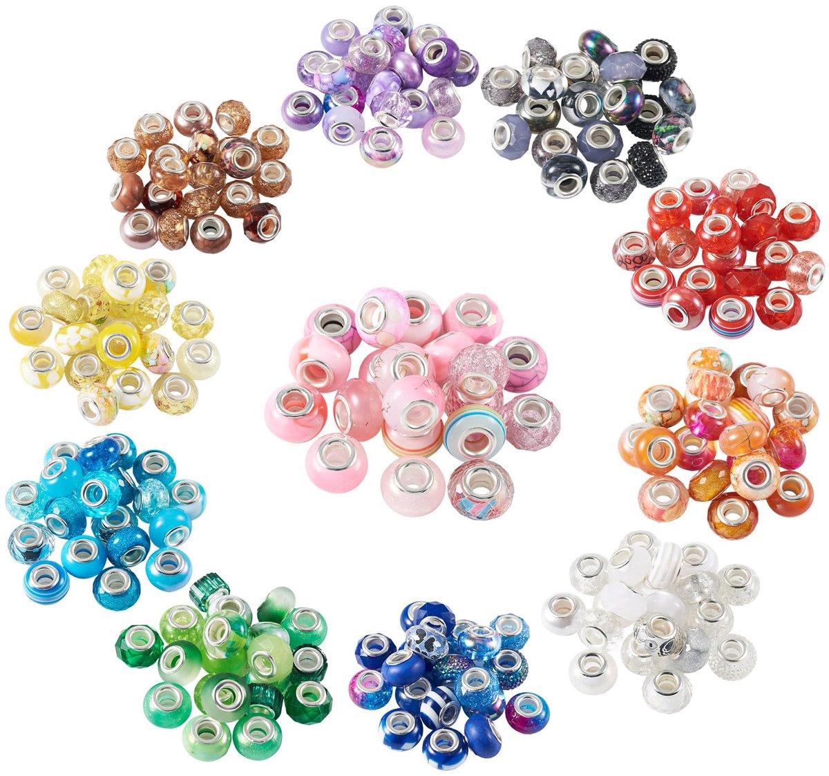 kralen met groot gat voor pennen, strass, Europese kralen voor het maken van kralen, 220 stuks, rondelle-afstandskralen voor het maken van sieraden