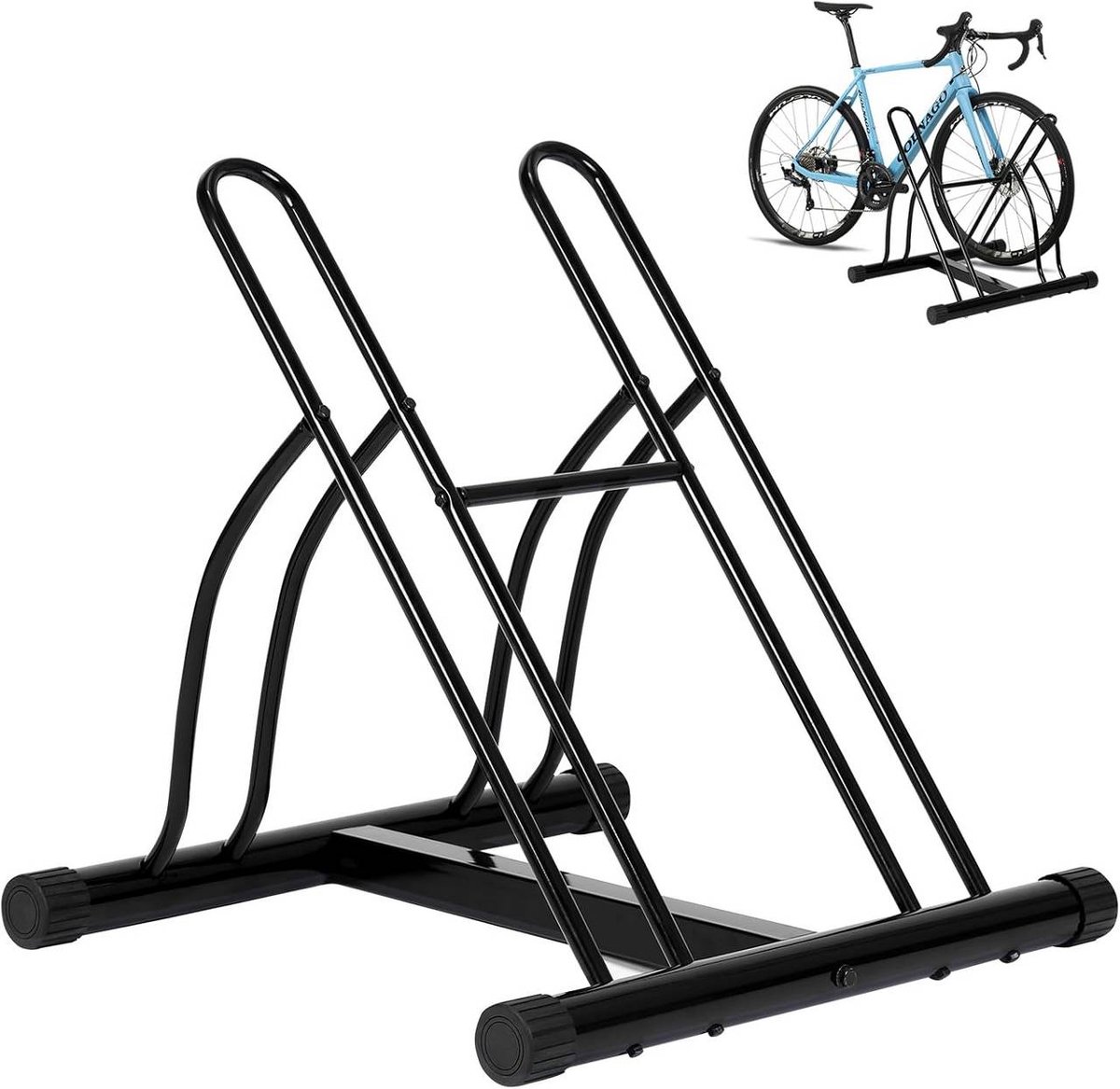 SureDeal® - fietsenstandaard - Vloer - Fietsen - Berging garage - Metaal - Zwart - 61x54x57 cm