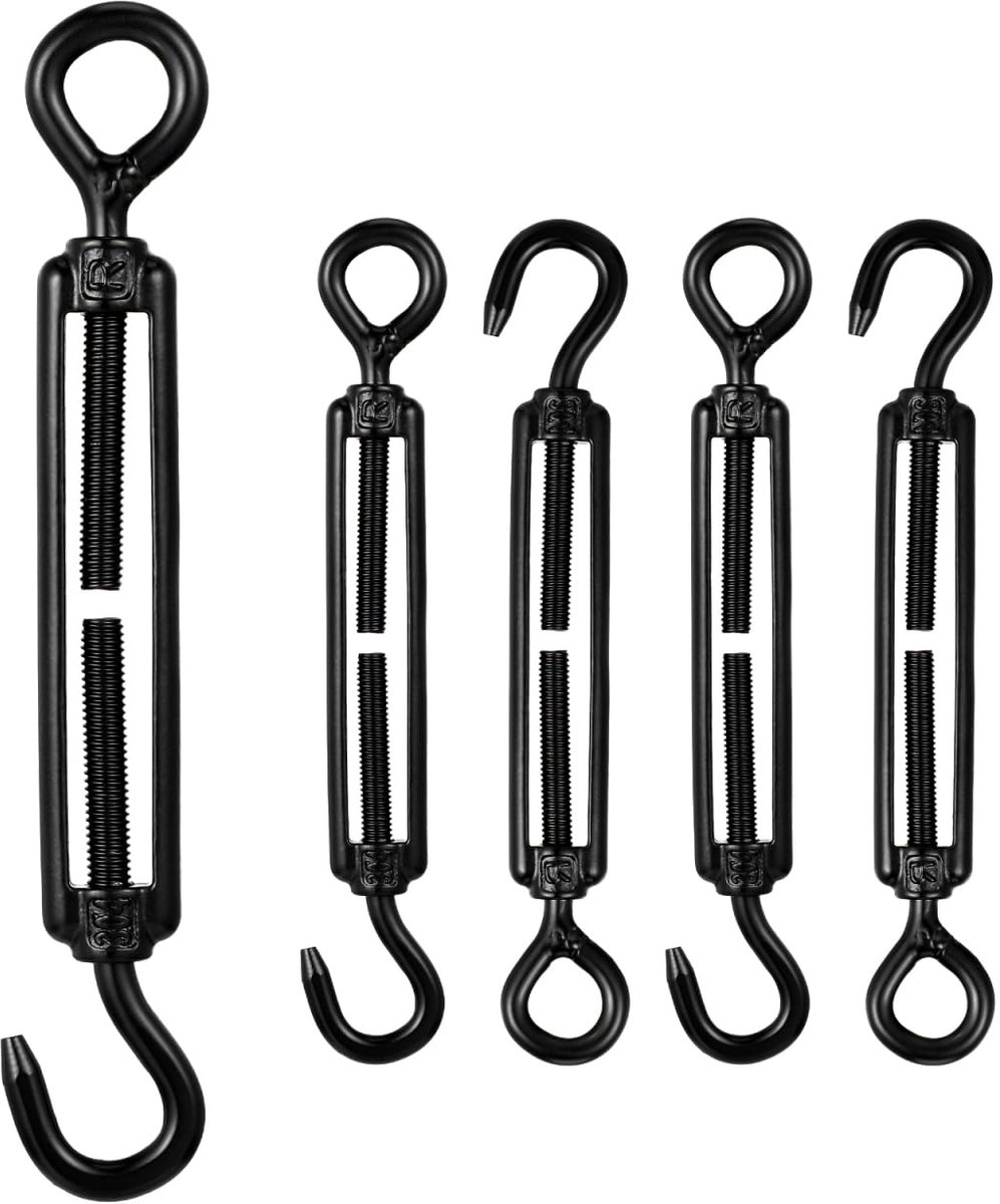 Spannschloss: 5 stuks draadseilspanner voor kabel, draadspanning, roestvrij staal spanslot voor touw, zonnezeil, tuindraad, hekspanner (Zwart)