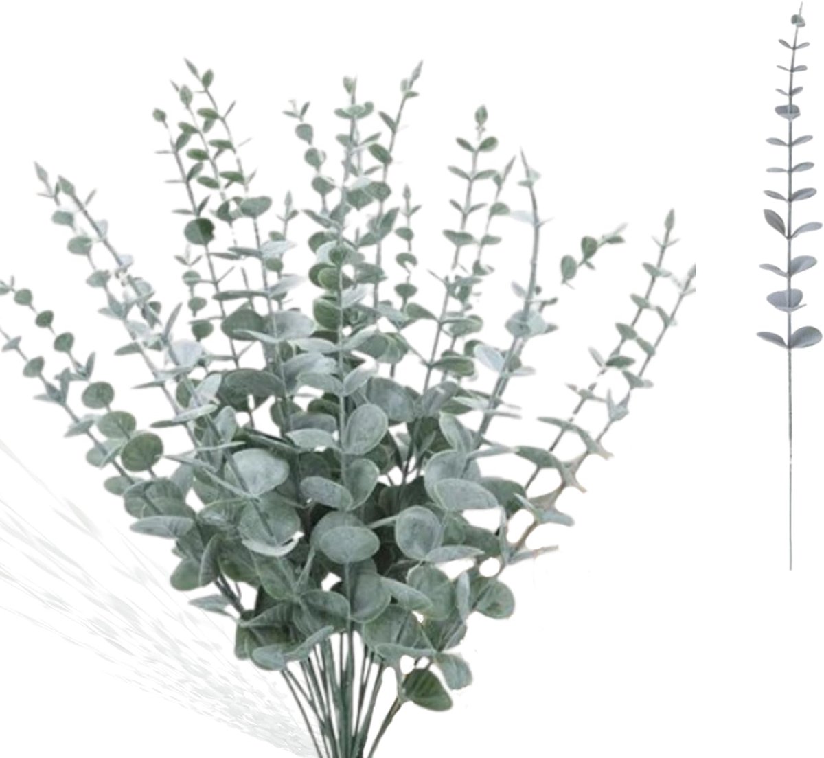 Eucalyptus decoratieve kunsttakken realistisch, geen onderhoud nodig, hoge veiligheid, geschikt voor decoratie in verschillende scènes zoals bruiloften, woonkamer, eetkamer enz.