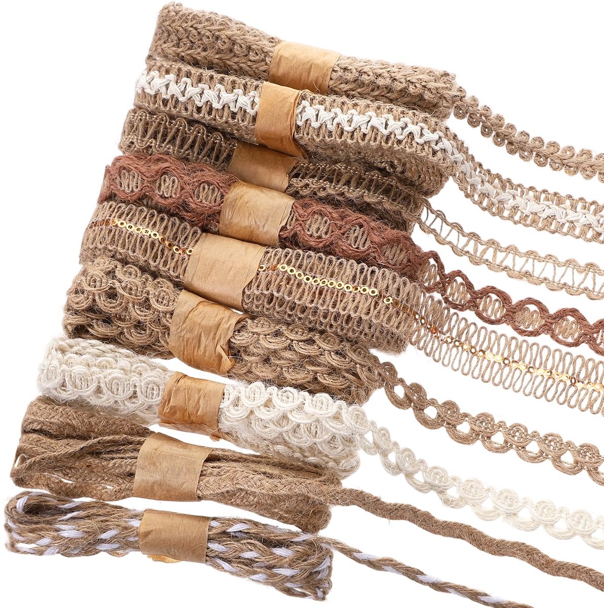 Jute kanten lintrand, 18 meter vintage jute linten voor knutselen, decoratief lint voor doe-het-zelf naaien, rustieke bruiloftsdecoraties, geschenkverpakking en