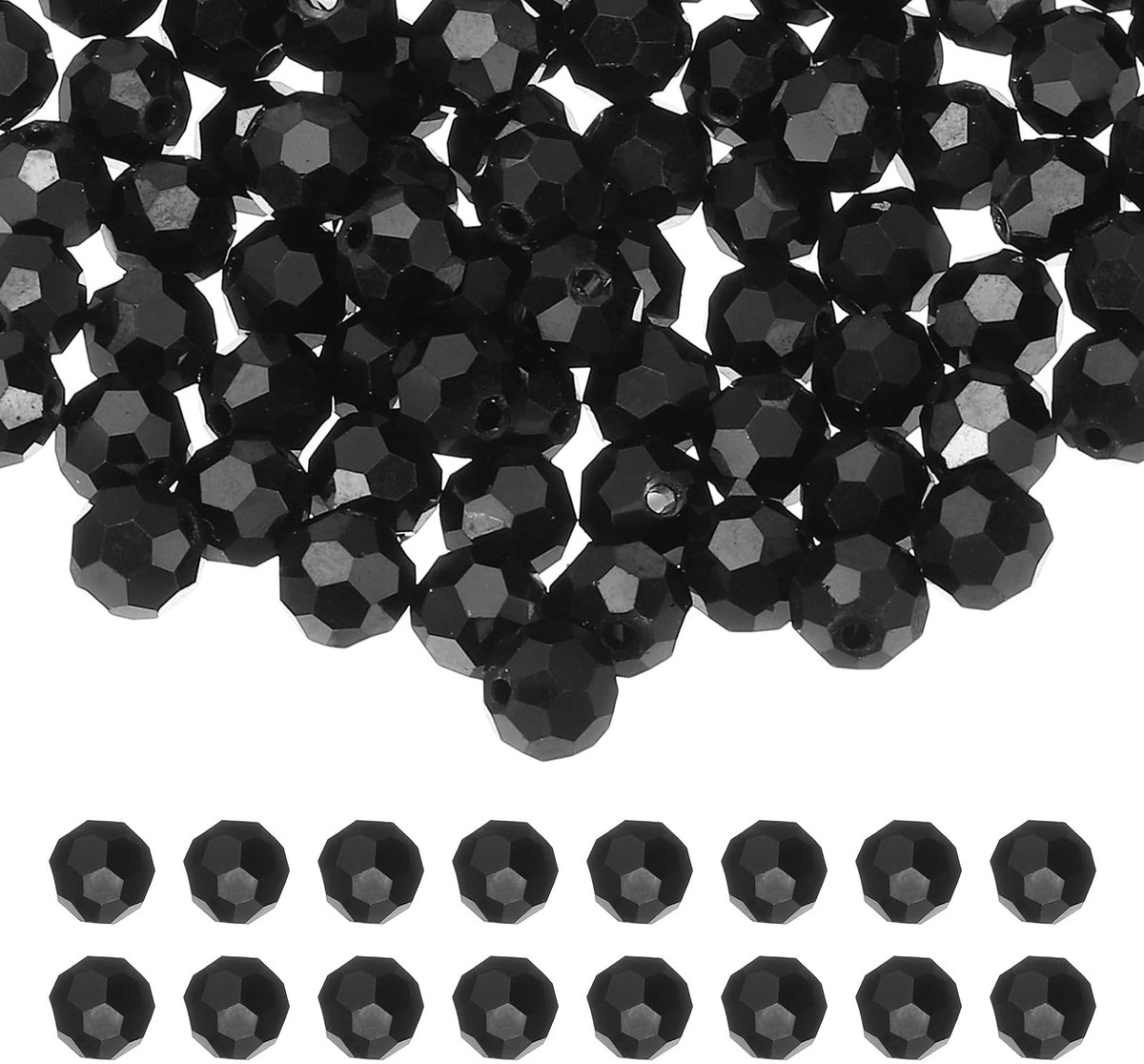8mm ronde kristalkralen, 100 stuks glazen facetkralen, losse afstandskralen voor sieraden maken armband, ketting, oorbellen, windbels, zwart