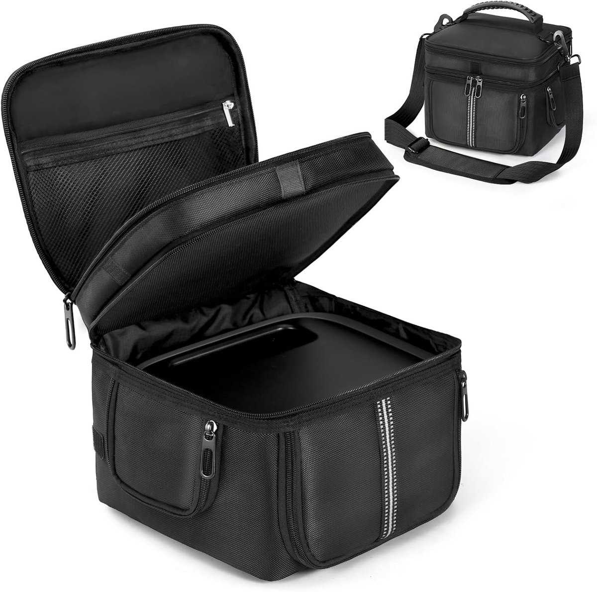 Draagtas voor Generator met Snelle Toegang en Ventilatie, Geschikt voor Reis en Opslag van Opladers en Accessoires, Zwart, 10 x 9.8 x